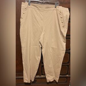 Kate & Mallory Beige Ankle Pants with Button Detail